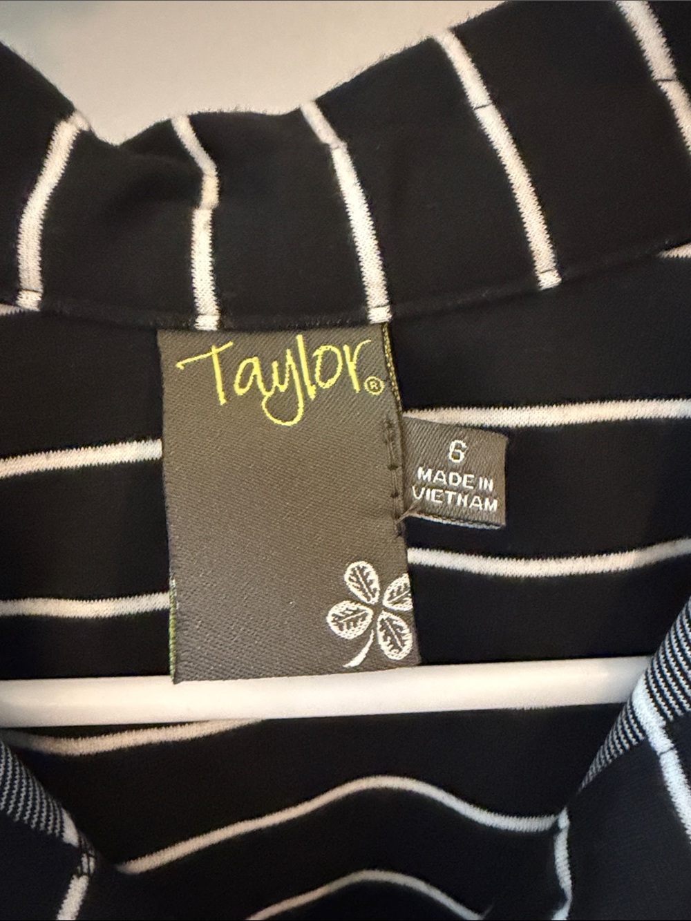 Taylor Black & White Striped Collared Cap Sleeve Fit-and-Flare Mini Dress - Picture 2 of 4